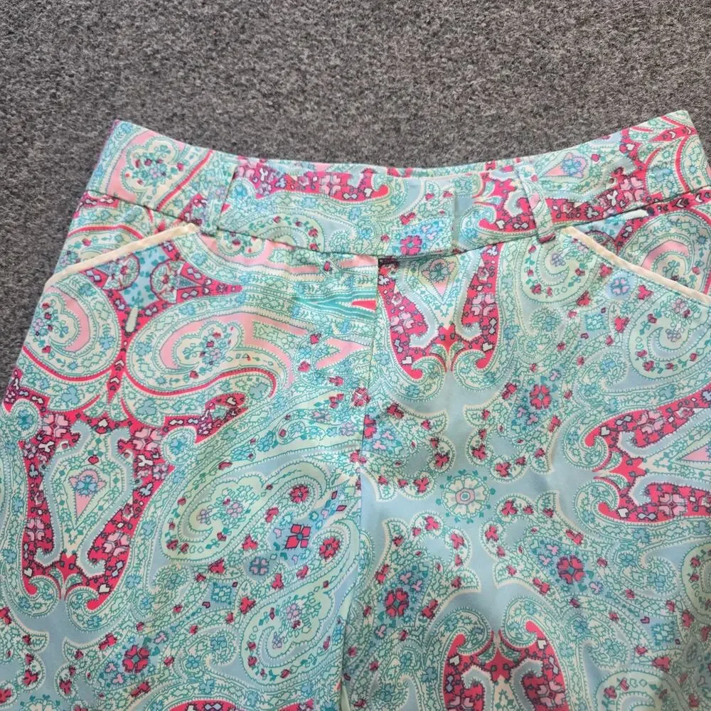 Peter Millar Shorts Womens Size 4 Green Pink Paisley 11 Inch Golf Bermuda Casual